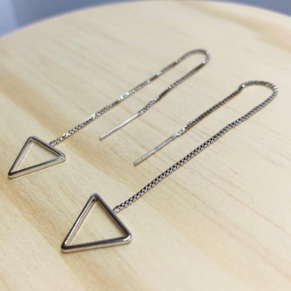 Sterling Silver 925 Triangles Earrings - Picture 3 of 4